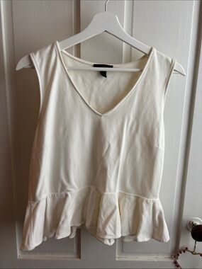 J. Crew Cream Sleeveless Peplum V-Neck Tank never worn